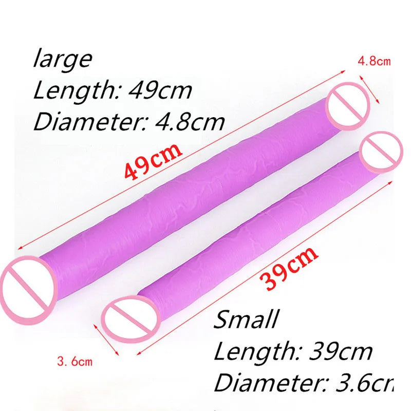 Soft Double Ended Dildo Lesbian Sex Toy 49cm Long Realistic Penis Double Penetration Vagina Anal Stimulation dildos For Women