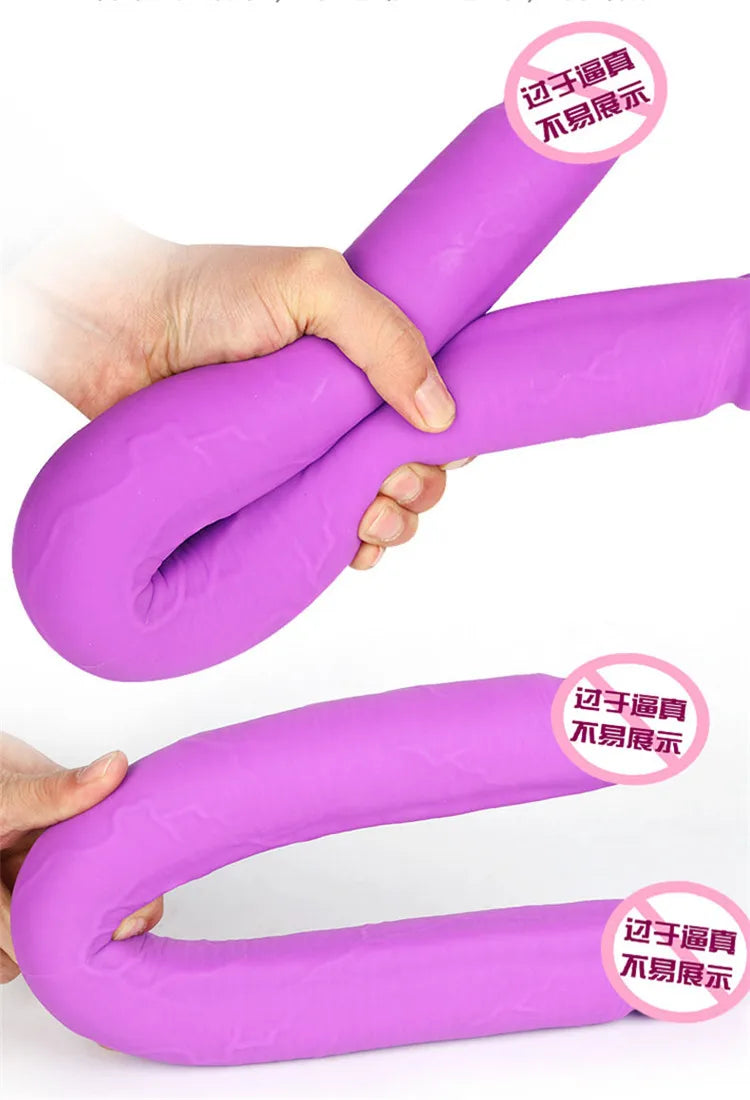 Soft Double Ended Dildo Lesbian Sex Toy 49cm Long Realistic Penis Double Penetration Vagina Anal Stimulation dildos For Women
