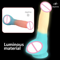 Luminous Silicone Material Dildos Fluorescent Fake Penis Big Dick Male Genitalia Sex Toy For 18 Adult Women Wife Gift Girlfriend