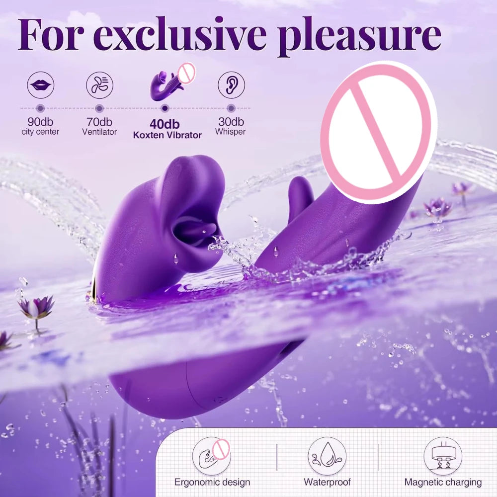 Redshark Remote Control G-Spot Vibrator for Women 7 Flapping & 5 Licking Sucking Modes USB Powered Dildo Sex Toy