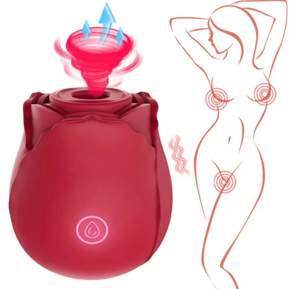 Rose G Spot Vibrator Female Powerful Sucking Clitors Stimulator Vacuum Suction Nipple Massager Masturbation Sex Toys for Women