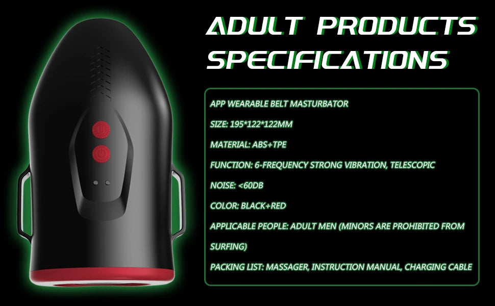 APP Control Automatic Thrusting Vibration Male Masturbators Cup,Wearable Strap Hands Free Masturbator Cup,Adult Sex Toys for Men