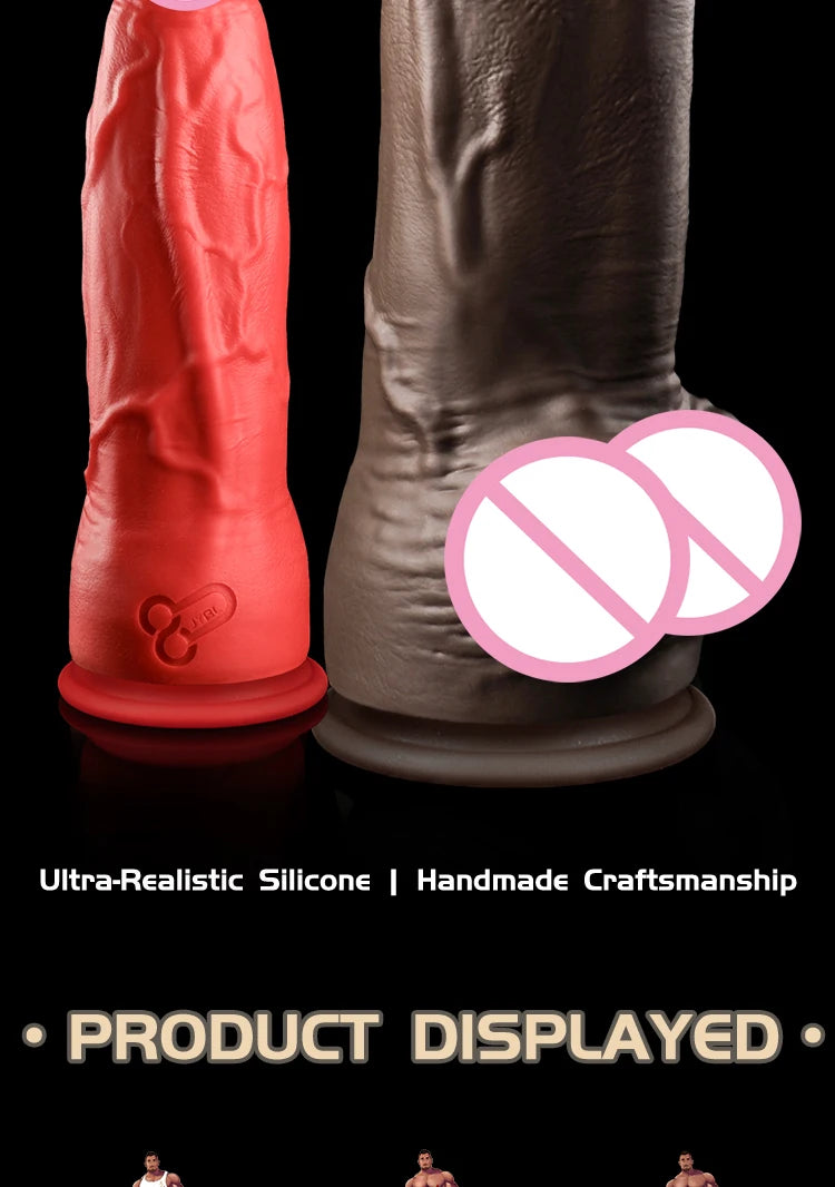 JYBL TITAN Liquid Silicone Dildo Soft Plug Adult Toy for Men Realistic Design Vibrating Option Available in Multiple Sizes