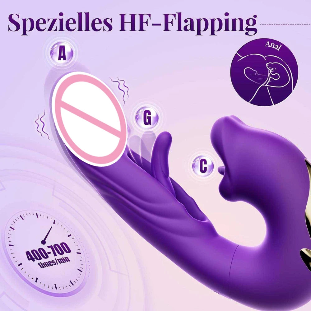 Redshark Remote Control G-Spot Vibrator for Women 7 Flapping & 5 Licking Sucking Modes USB Powered Dildo Sex Toy