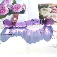 Double Ended Crystal Purple Pyrex Glass Dildo, Artificial Penis Granule and Spiral G Spot Simulator Adult Sex Toys for Woman