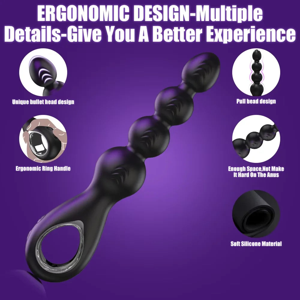 360° Rotation Anal Beads  Vibrating Butt Plug Vibrator Male Prostate Massager Anal Plug Stimulator Sex Toys for Women Men