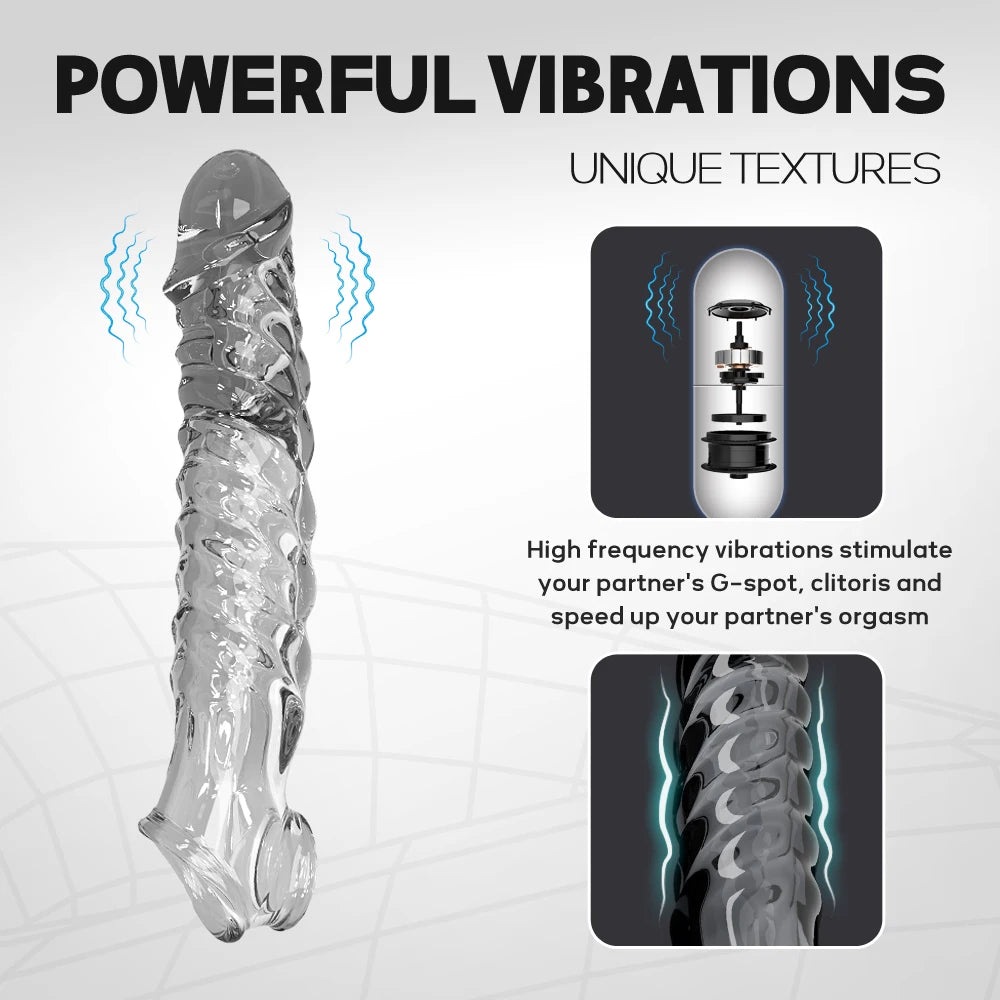 Male Enlargement Delay Vibrators  Penis Sleeve Extensions Condom Cock Ring Vibrating Clits Massager Sexy Adult Sex Toys For Men