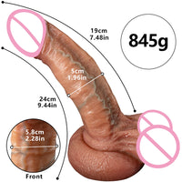 Big Dildo Super Soft with Strong Suction Cup Hand-Free Play Vagina G-spot Black Realistic Silicone Sex Toy for Women Men