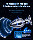 Remote Control Metal Anal Plug Vibrating Electric Shock Stimulator - Steel Adult Sex Toy for Couples, Butt Plug for Men Women