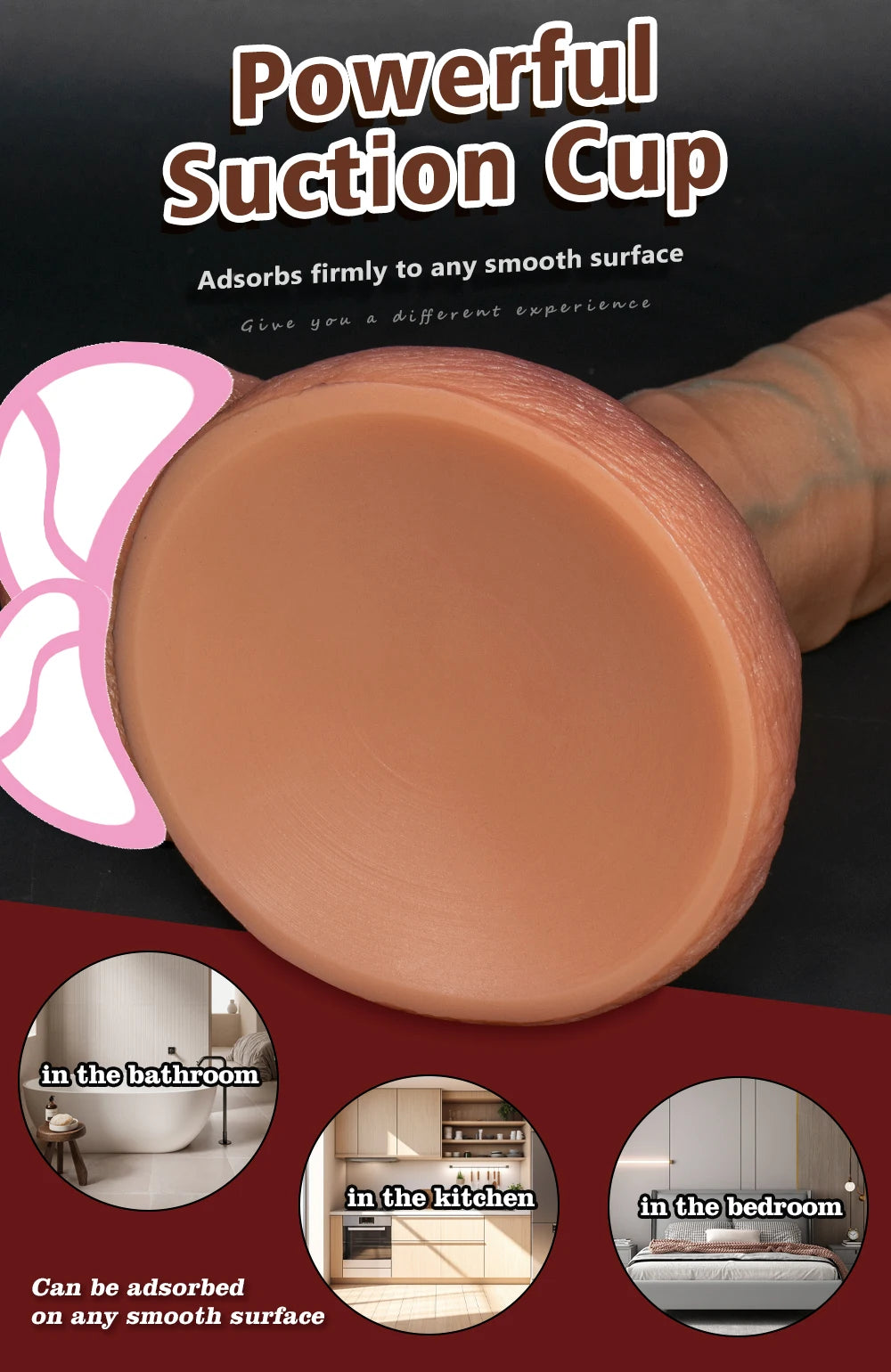 Big Dildo Super Soft with Strong Suction Cup Hand-Free Play Vagina G-spot Black Realistic Silicone Sex Toy for Women Men