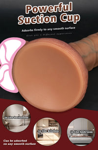 Big Dildo Super Soft with Strong Suction Cup Hand-Free Play Vagina G-spot Black Realistic Silicone Sex Toy for Women Men