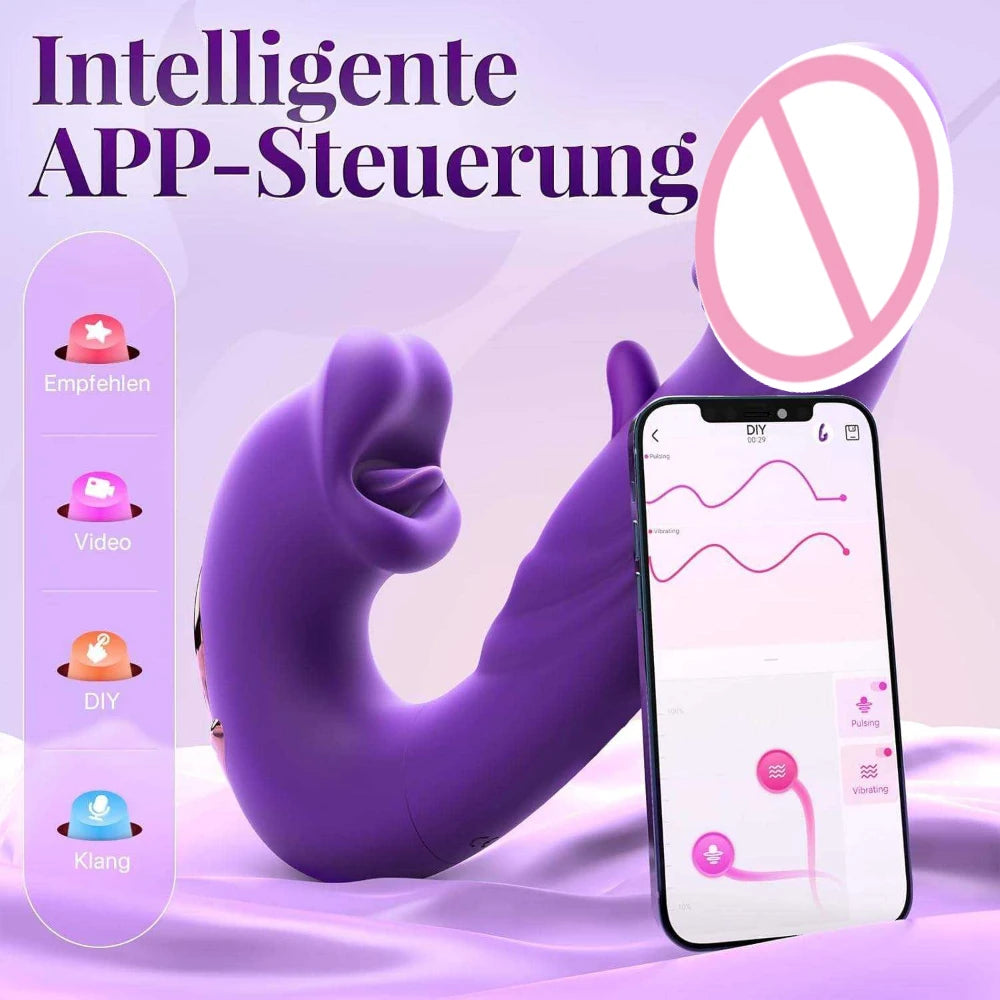 Redshark Remote Control G-Spot Vibrator for Women 7 Flapping & 5 Licking Sucking Modes USB Powered Dildo Sex Toy