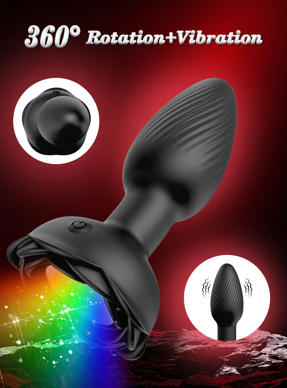 360° Rotation LED Butt Plug for Men Wiggle Vibrating Prostate Massager Gay APP Anal Vibrator Anal Plug Sex Toy for Couples