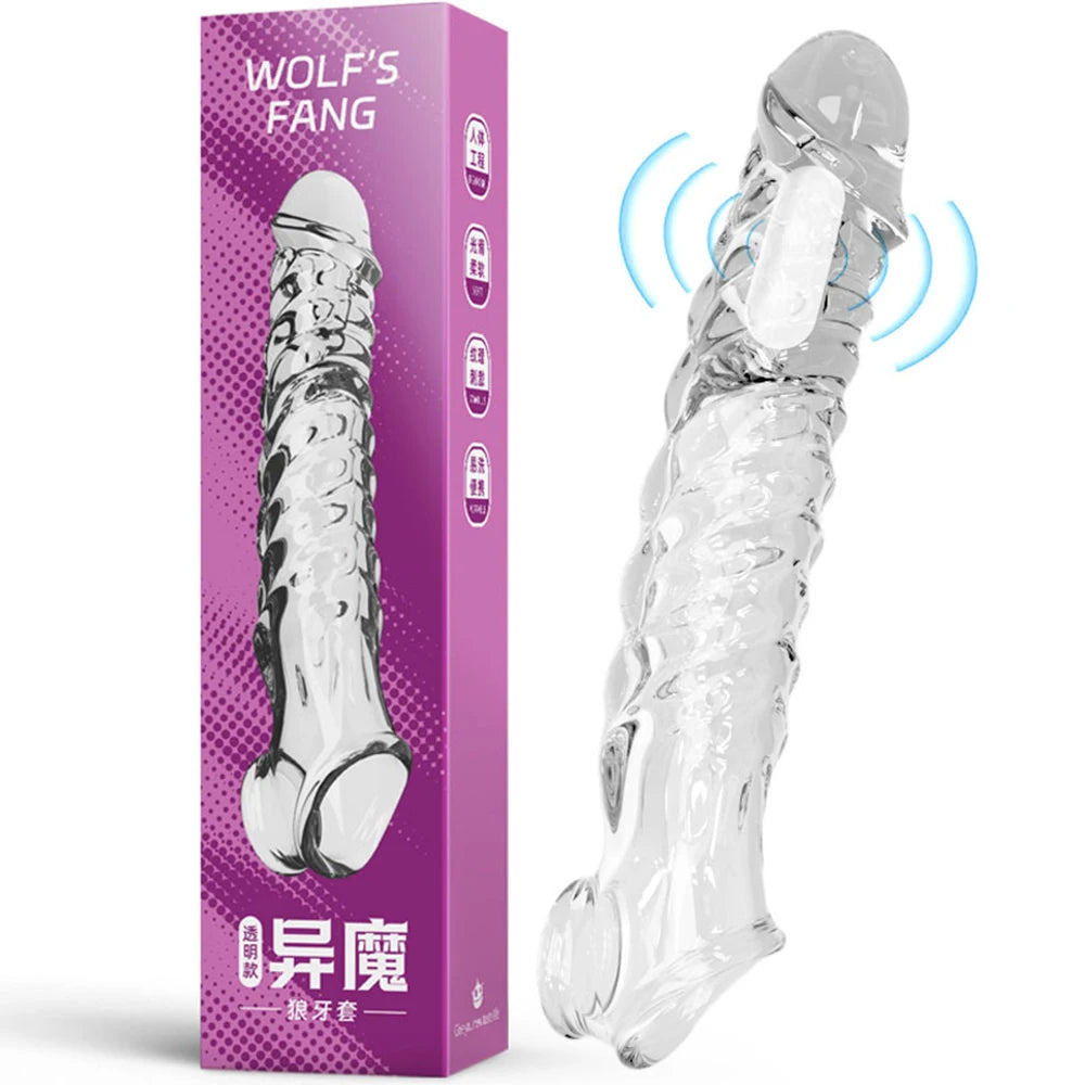 Male Enlargement Delay Vibrators  Penis Sleeve Extensions Condom Cock Ring Vibrating Clits Massager Sexy Adult Sex Toys For Men