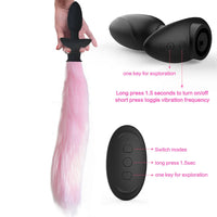 Real Fox Tail Anal Plug Vibrator Cosplay Remote Control Swing Butt Plug Female Masturbator Clitoris Stimulator Sex Toy for Woman
