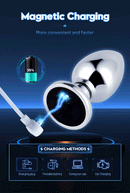 Remote Control Metal Anal Plug Vibrating Electric Shock Stimulator - Steel Adult Sex Toy for Couples, Butt Plug for Men Women