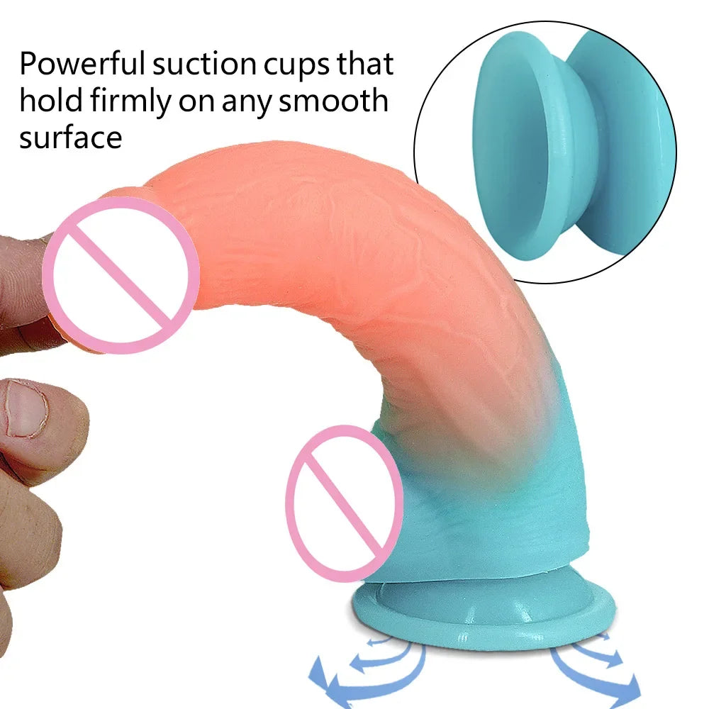 Luminous Silicone Material Dildos Fluorescent Fake Penis Big Dick Male Genitalia Sex Toy For 18 Adult Women Wife Gift Girlfriend