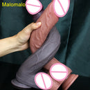 Realistic Soft Fake Penis 14 Inches Long Double Silicone Dildo Male Genitals Masturbation Suction Cup Cock Woman Anal Sex Toy