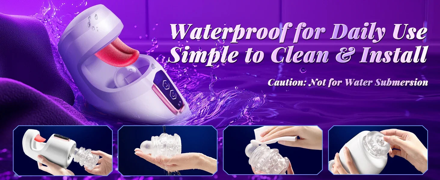 KUSHOR Tongue Licking Male Masturbator 10 Thrusting Blowjob Sex Machine Stroker for Glans Training Sex Toys for Men Pleasure