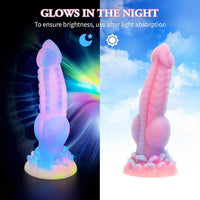 Realistic Dog Dildo 8.5inch Fantasy Monster Dildos Luminous Silicone Thick Pink Dildo Anal Toy with Suction Cup for Women Men