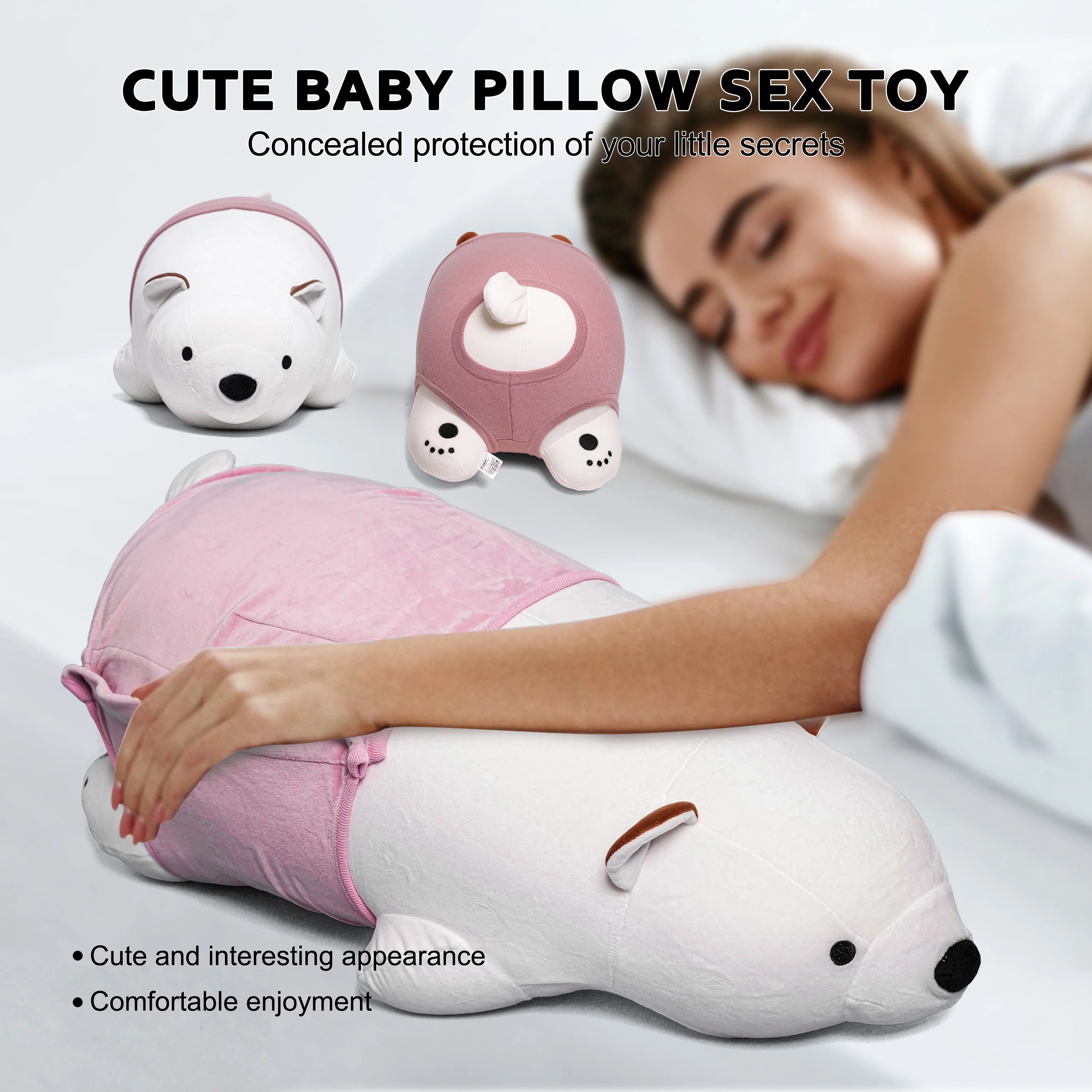 Cute Doll Automatic Thrusting Vibrating Sex Machine for Women Polar Bear Pillow Remote Control 360 Rotation Simulation Sex Toys