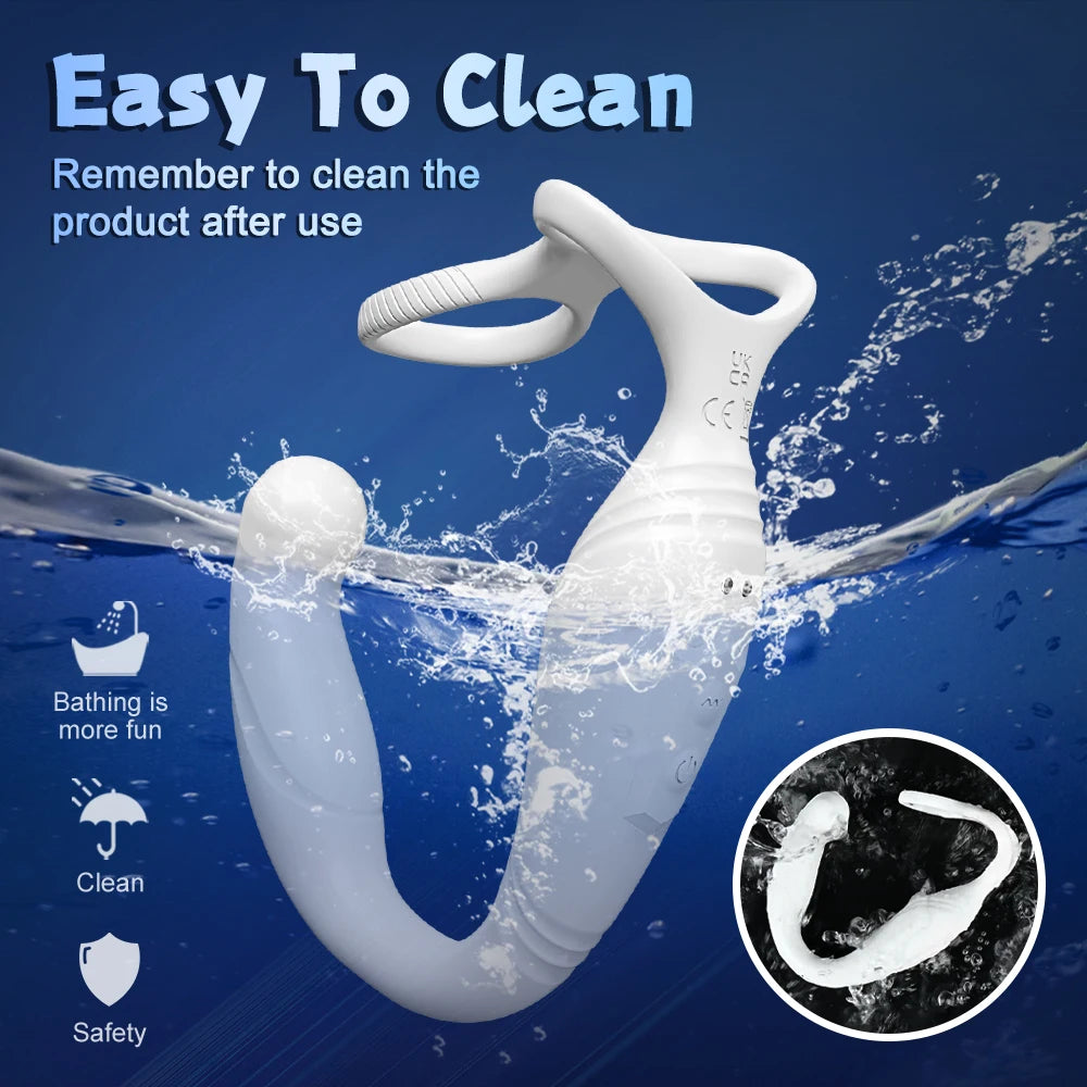 Male Sex Toys Rotating Anal Vibrator Prostate Massager Dual Penis Ring Cock Rings Anal Butt Plug Vibrators Anal Toys for Men 18+