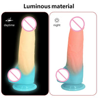 Luminous Silicone Material Dildos Fluorescent Fake Penis Big Dick Male Genitalia Sex Toy For 18 Adult Women Wife Gift Girlfriend