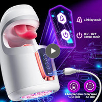 KUSHOR Tongue Licking Male Masturbator 10 Thrusting Blowjob Sex Machine Stroker for Glans Training Sex Toys for Men Pleasure