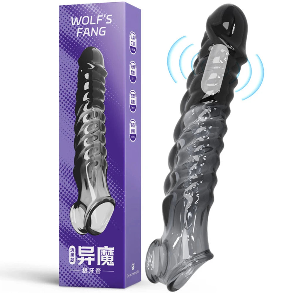 Male Enlargement Delay Vibrators  Penis Sleeve Extensions Condom Cock Ring Vibrating Clits Massager Sexy Adult Sex Toys For Men