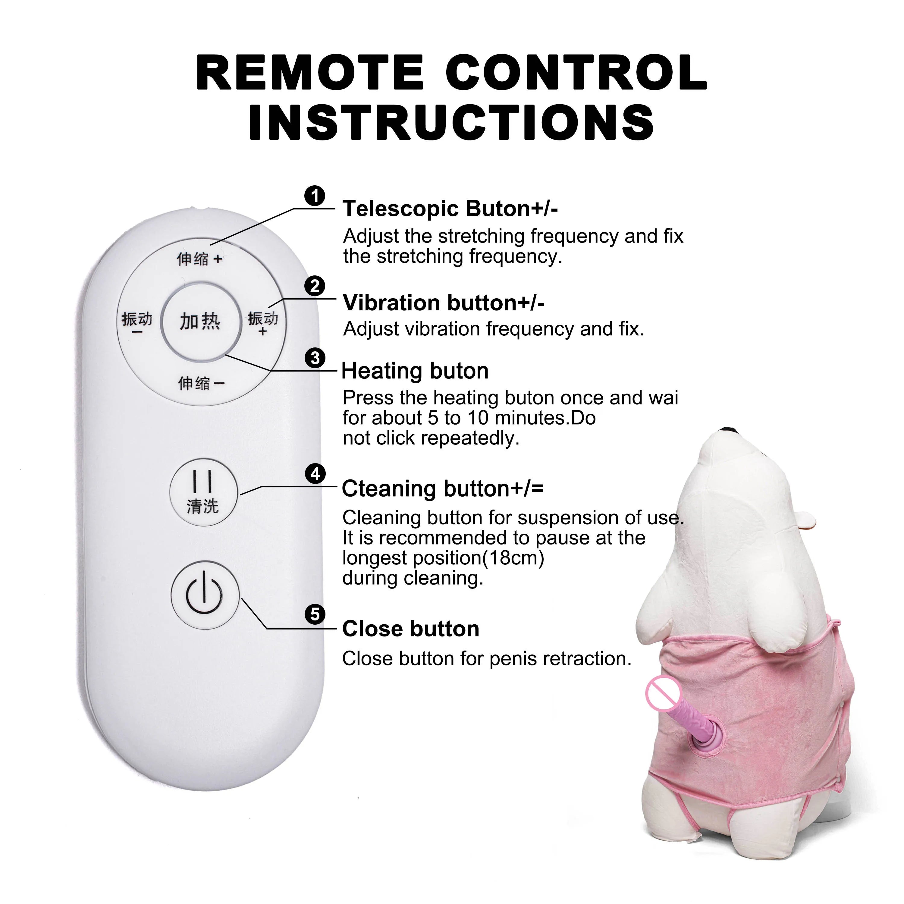 Cute Doll Automatic Thrusting Vibrating Sex Machine for Women Polar Bear Pillow Remote Control 360 Rotation Simulation Sex Toys