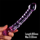 Double Ended Crystal Purple Pyrex Glass Dildo, Artificial Penis Granule and Spiral G Spot Simulator Adult Sex Toys for Woman