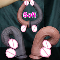 Realistic Soft Fake Penis 14 Inches Long Double Silicone Dildo Male Genitals Masturbation Suction Cup Cock Woman Anal Sex Toy