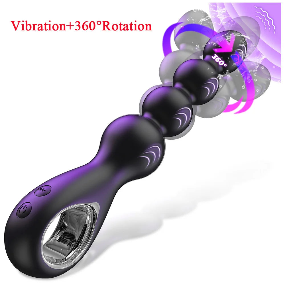 360° Rotation Anal Beads  Vibrating Butt Plug Vibrator Male Prostate Massager Anal Plug Stimulator Sex Toys for Women Men