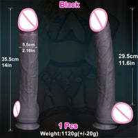 Realistic Soft Fake Penis 14 Inches Long Double Silicone Dildo Male Genitals Masturbation Suction Cup Cock Woman Anal Sex Toy