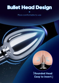 Remote Control Metal Anal Plug Vibrating Electric Shock Stimulator - Steel Adult Sex Toy for Couples, Butt Plug for Men Women