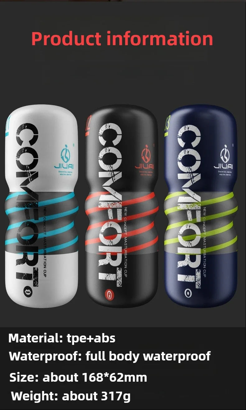 Manual Male Masturbator Soft Rubber Climax Airplane Cup Anal Vagina Mouth Sucking Penis Trainer Adult Sex Toys for Men 18+