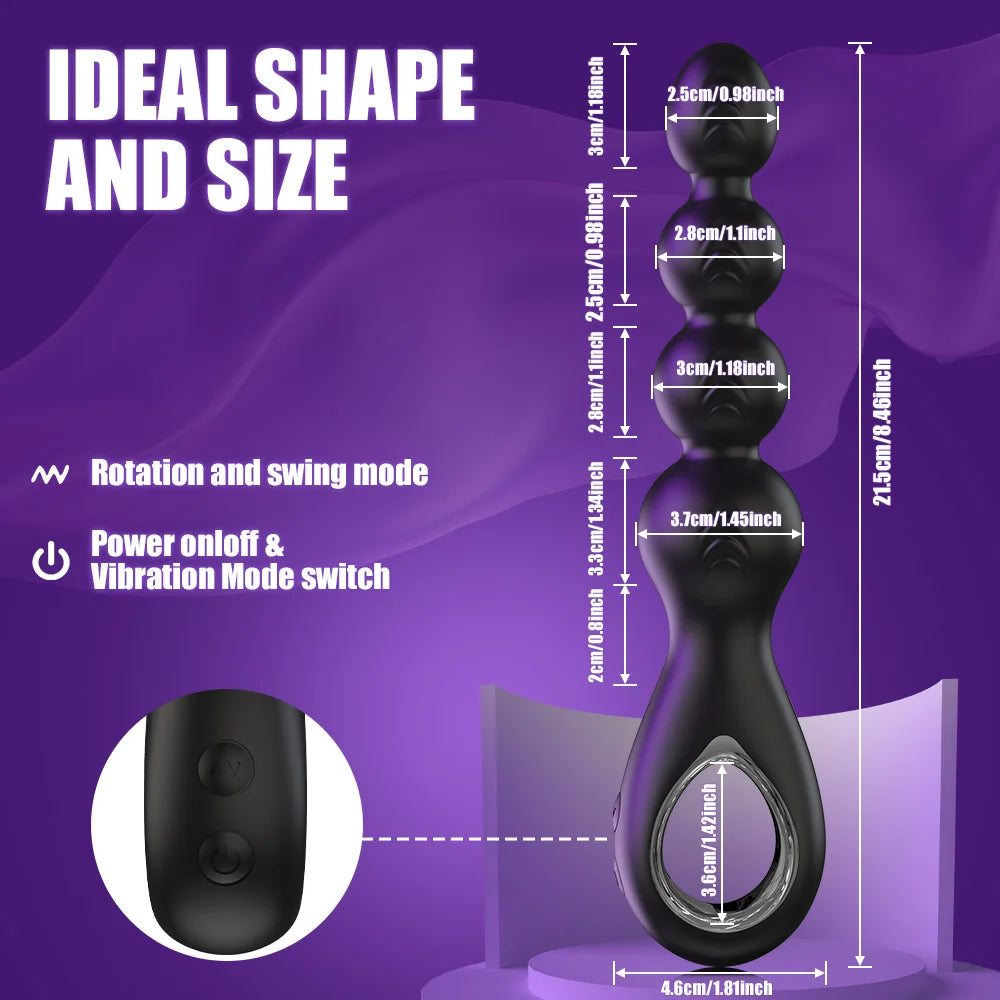 360° Rotation Anal Beads  Vibrating Butt Plug Vibrator Male Prostate Massager Anal Plug Stimulator Sex Toys for Women Men