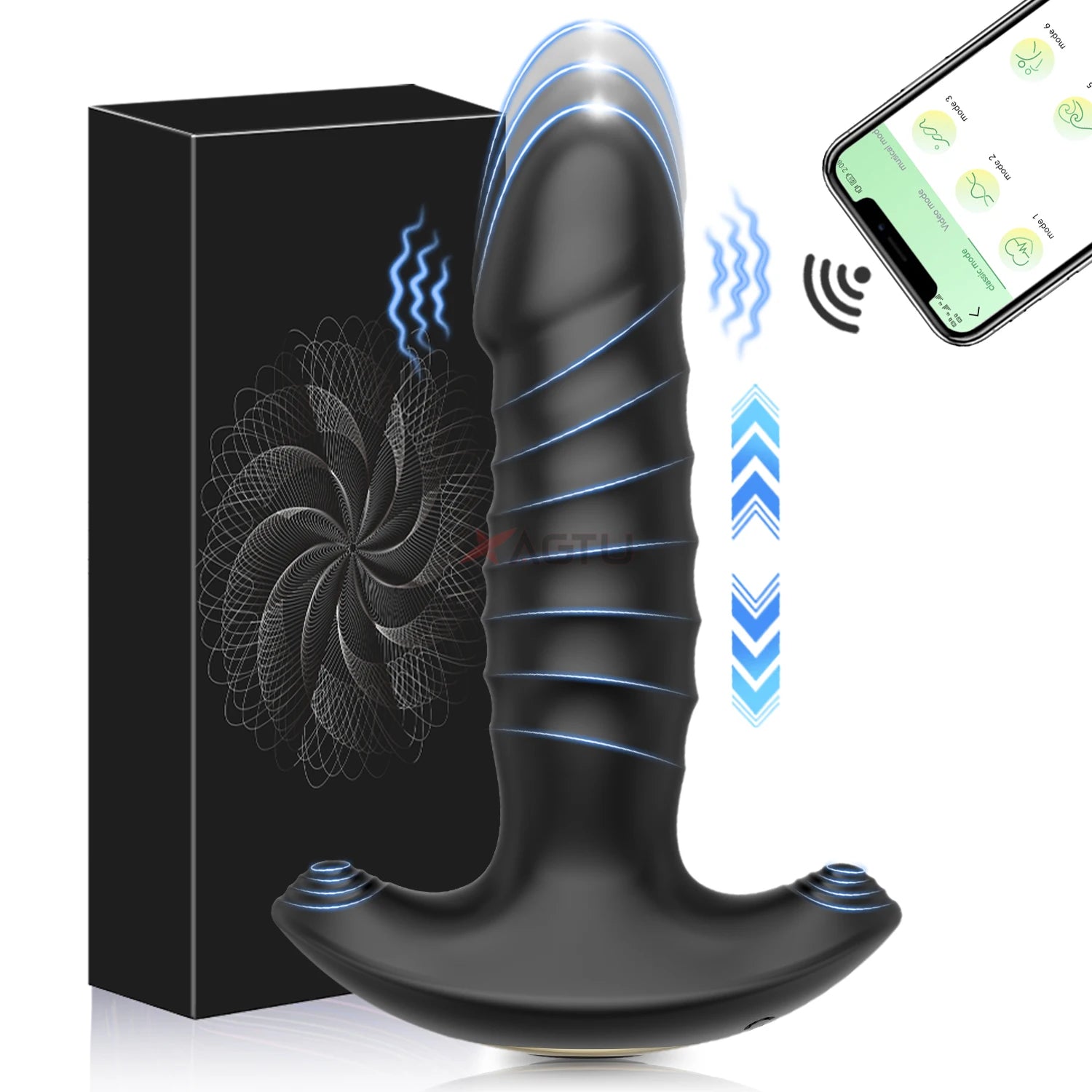 Thrusting Anal Vibrator Men Bluetooth APP Vibrator Remote Control Telescopic Prostate Massager Male Prostate Stimulator