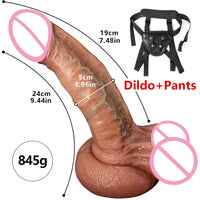 Big Dildo Super Soft with Strong Suction Cup Hand-Free Play Vagina G-spot Black Realistic Silicone Sex Toy for Women Men