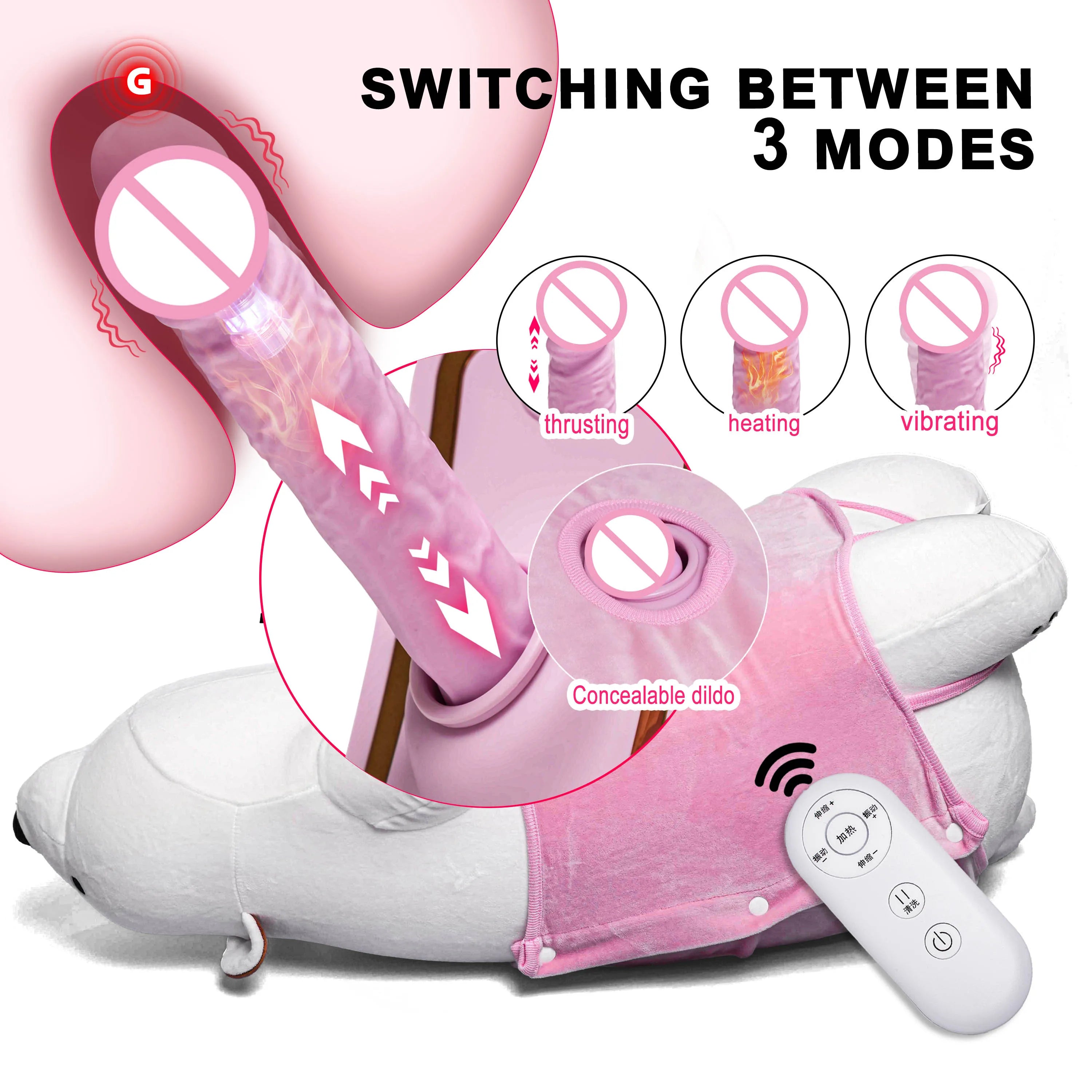 Cute Doll Automatic Thrusting Vibrating Sex Machine for Women Polar Bear Pillow Remote Control 360 Rotation Simulation Sex Toys
