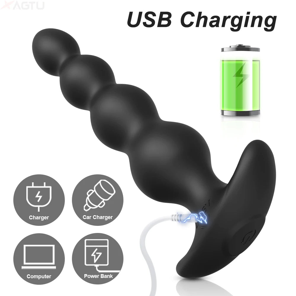 360° Rotation Anal Beads  Vibrating Butt Plug Vibrator Male Prostate Massager Anal Plug Stimulator Sex Toys for Women Men