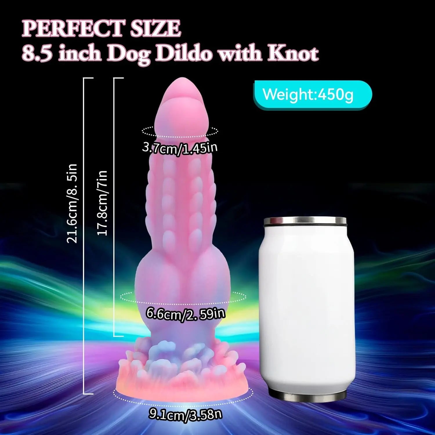 Realistic Dog Dildo 8.5inch Fantasy Monster Dildos Luminous Silicone Thick Pink Dildo Anal Toy with Suction Cup for Women Men