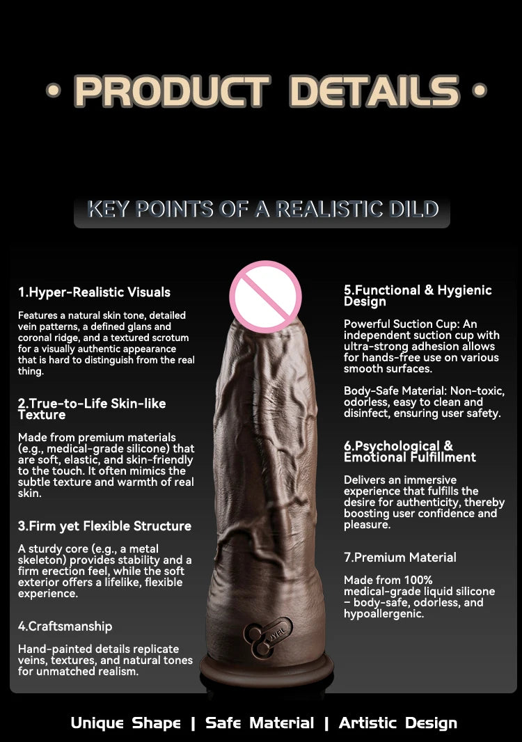 JYBL TITAN Liquid Silicone Dildo Soft Plug Adult Toy for Men Realistic Design Vibrating Option Available in Multiple Sizes