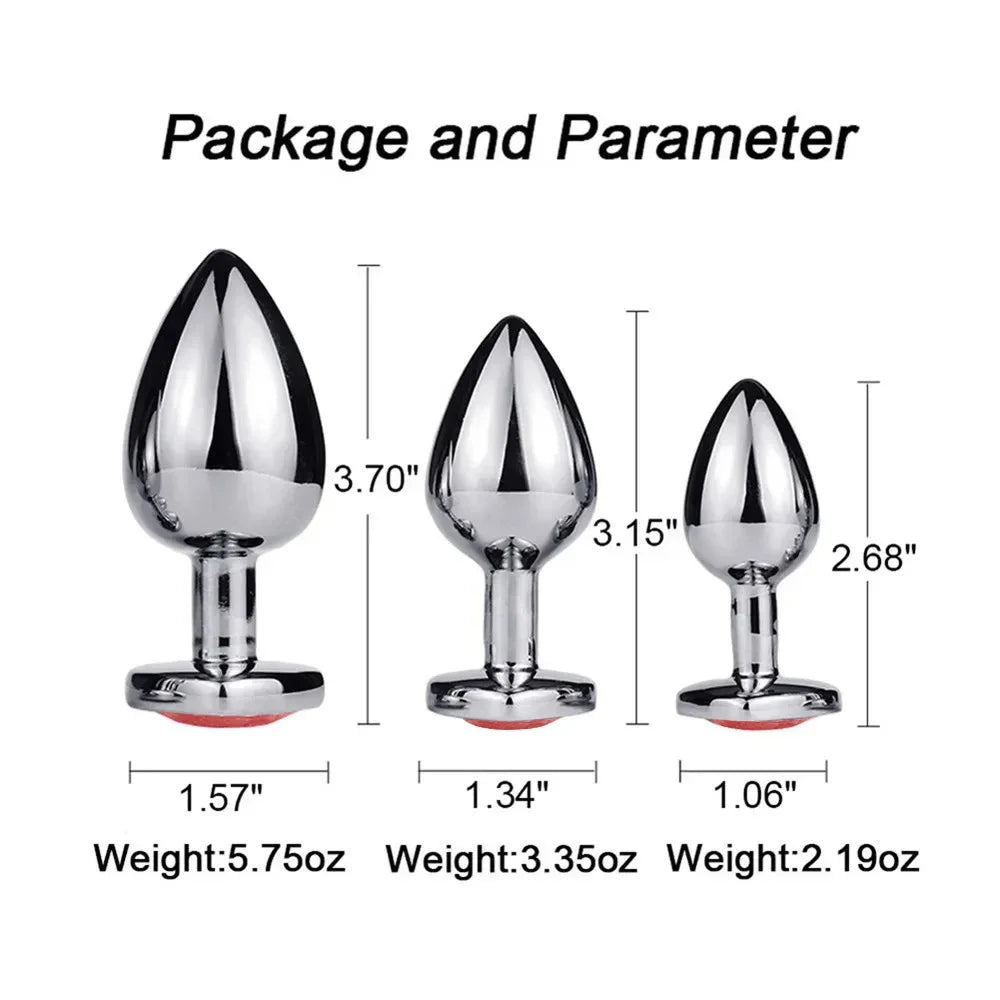 3 Size/set Metal Anal Plug for Women Men Couples Butt Plug Butt Toy Adult Game Masturbator Anal S/M/L Diamond Sex Toy for Adult