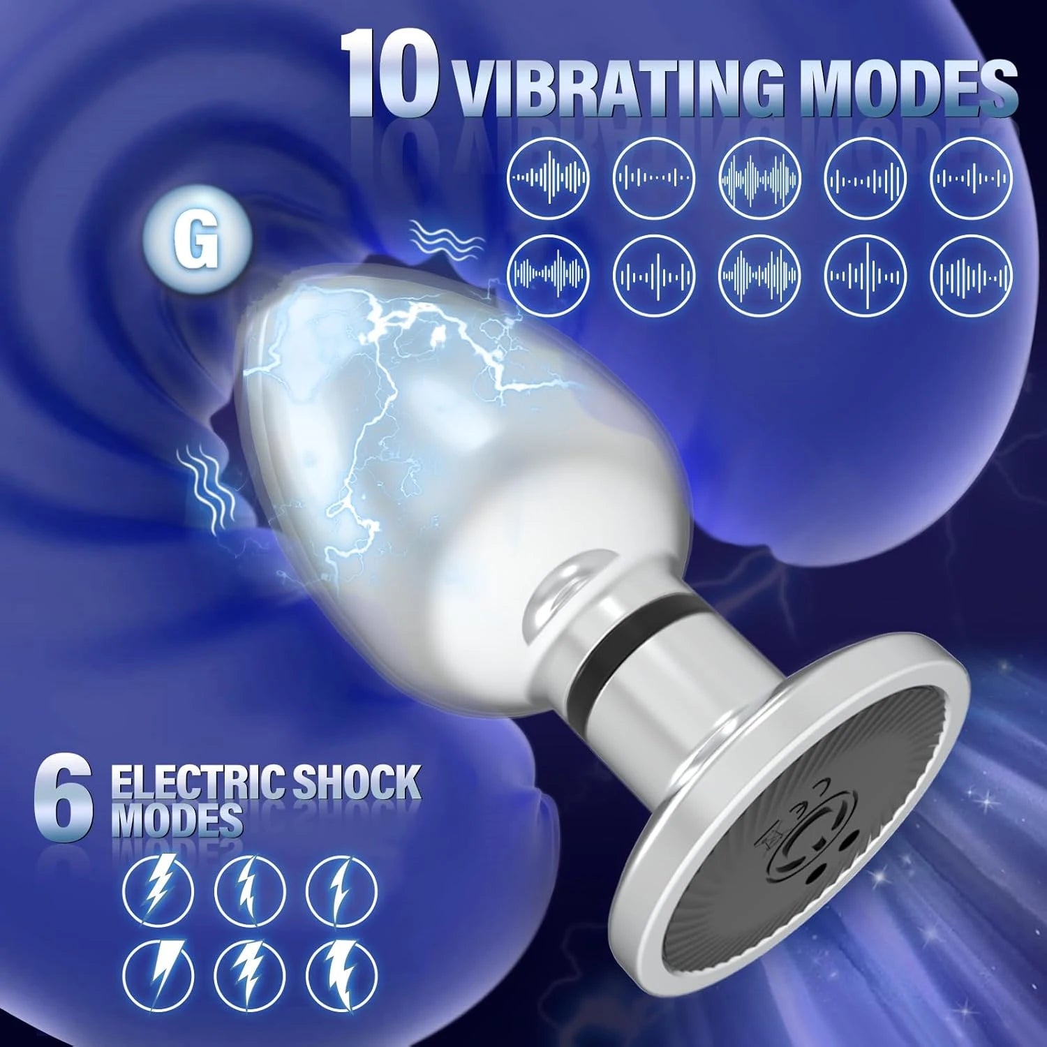 Remote Control Metal Anal Plug Vibrating Electric Shock Stimulator - Steel Adult Sex Toy for Couples, Butt Plug for Men Women