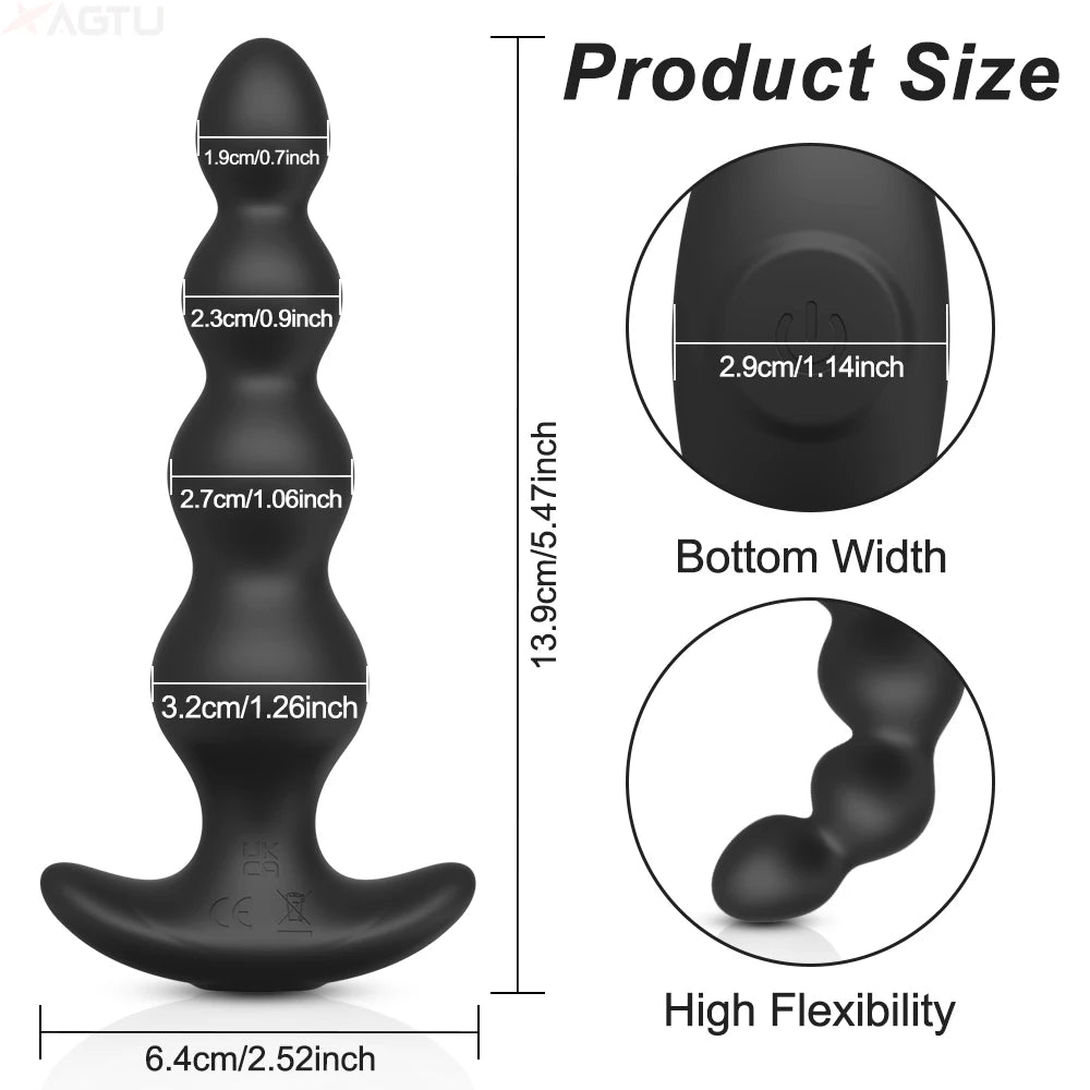 360° Rotation Anal Beads  Vibrating Butt Plug Vibrator Male Prostate Massager Anal Plug Stimulator Sex Toys for Women Men