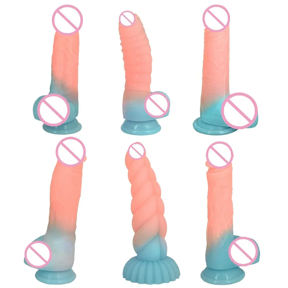 Luminous Silicone Material Dildos Fluorescent Fake Penis Big Dick Male Genitalia Sex Toy For 18 Adult Women Wife Gift Girlfriend