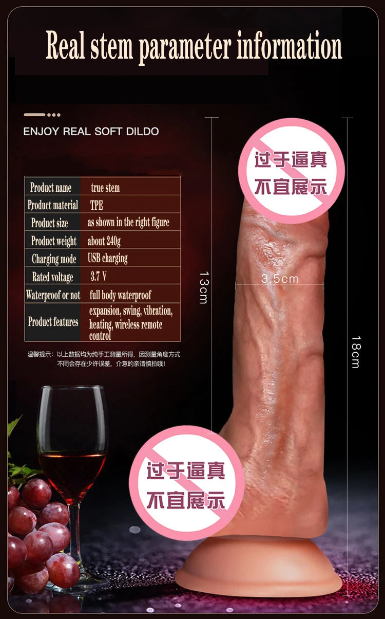 Realistic Penis Vibrator Remote Control Dildo Female Masturbation Sex Toys Telescoping Vibrators Vagina Anal Vibrator for Women