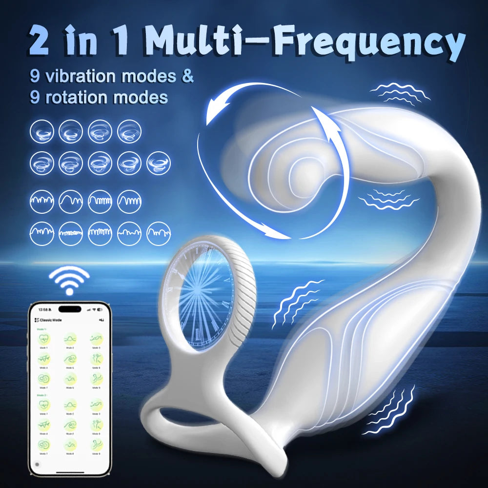 Male Sex Toys Rotating Anal Vibrator Prostate Massager Dual Penis Ring Cock Rings Anal Butt Plug Vibrators Anal Toys for Men 18+
